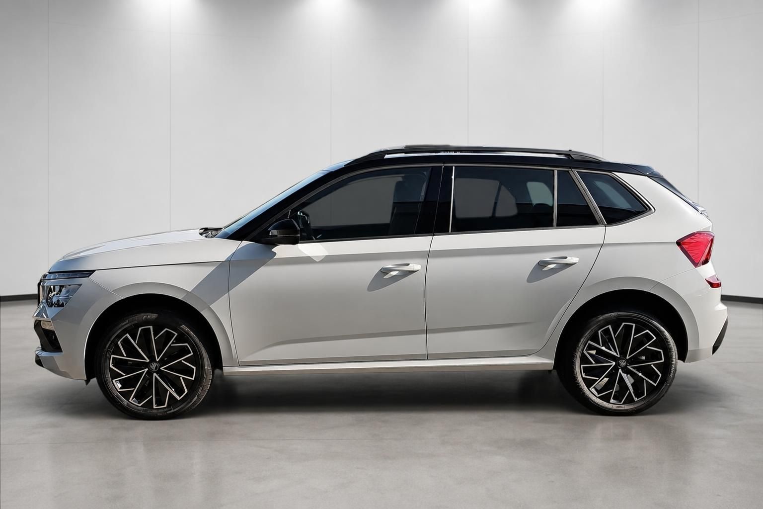 Skoda Kamiq weiß, Seitenansicht mit Alufelgen im Profil