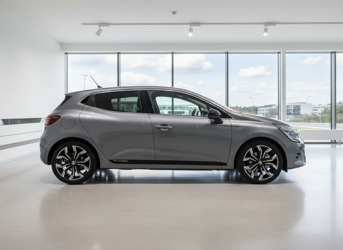Renault Clio V Grau Seitenansicht im Autohaus Showroom