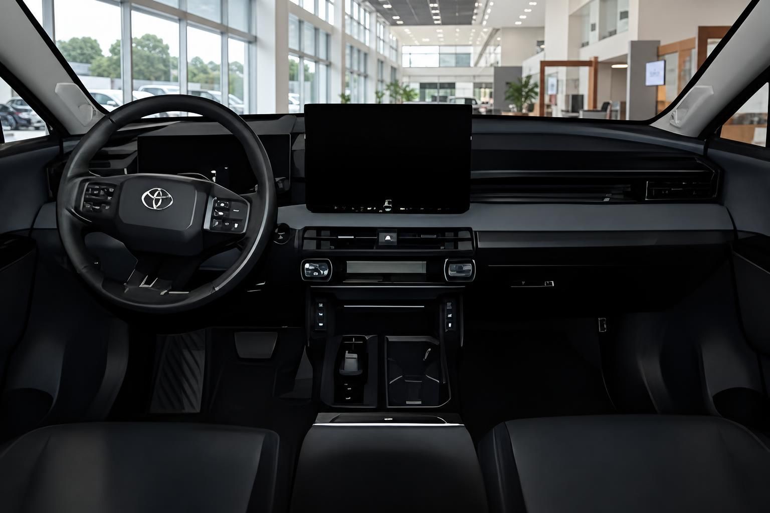 Toyota RAV4 Innenraum – Cockpit mit Lenkrad, großem Touchscreen und Mittelkonsole