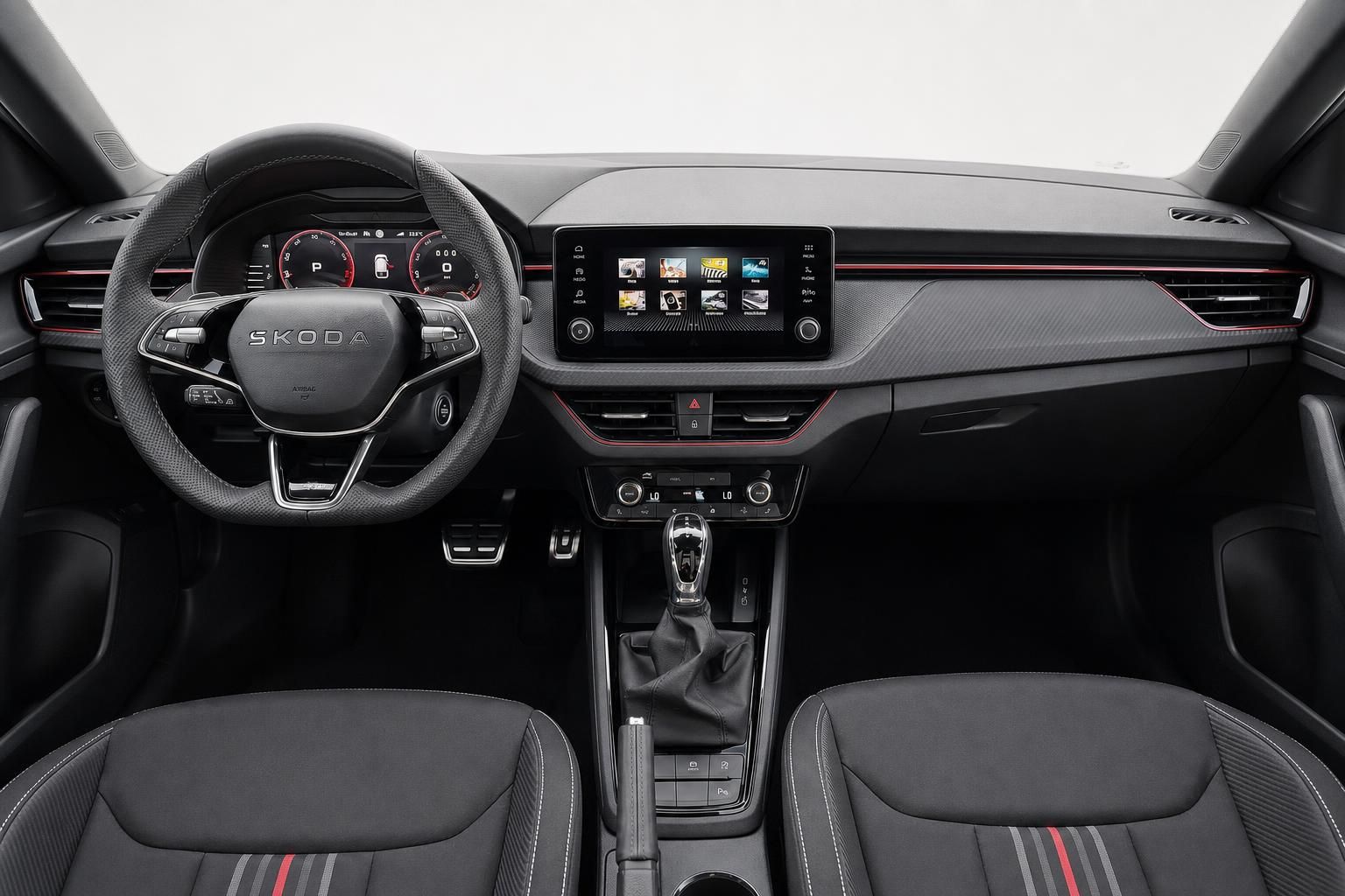 Skoda Scala Cockpit mit Lenkrad, Display und Schaltung