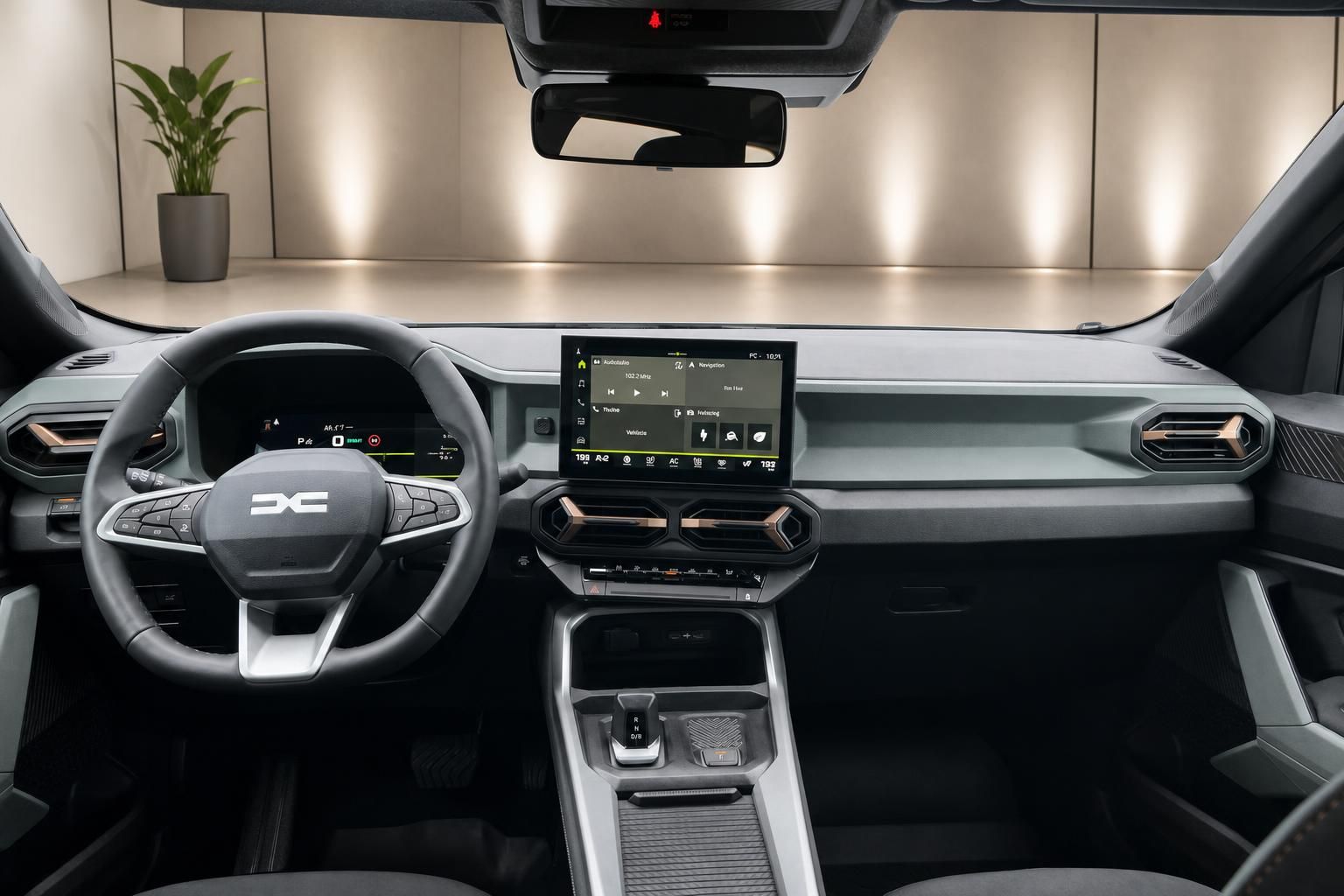 Dacia Innenraum mit modernem Touchscreen Display und schwarzer Ausstattung