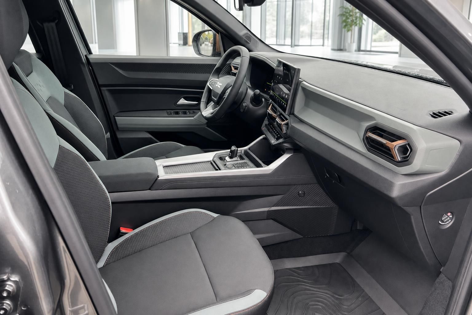 Fahrzeug Innenraum Fahrersitz und Beifahrersitz mit modernem Design