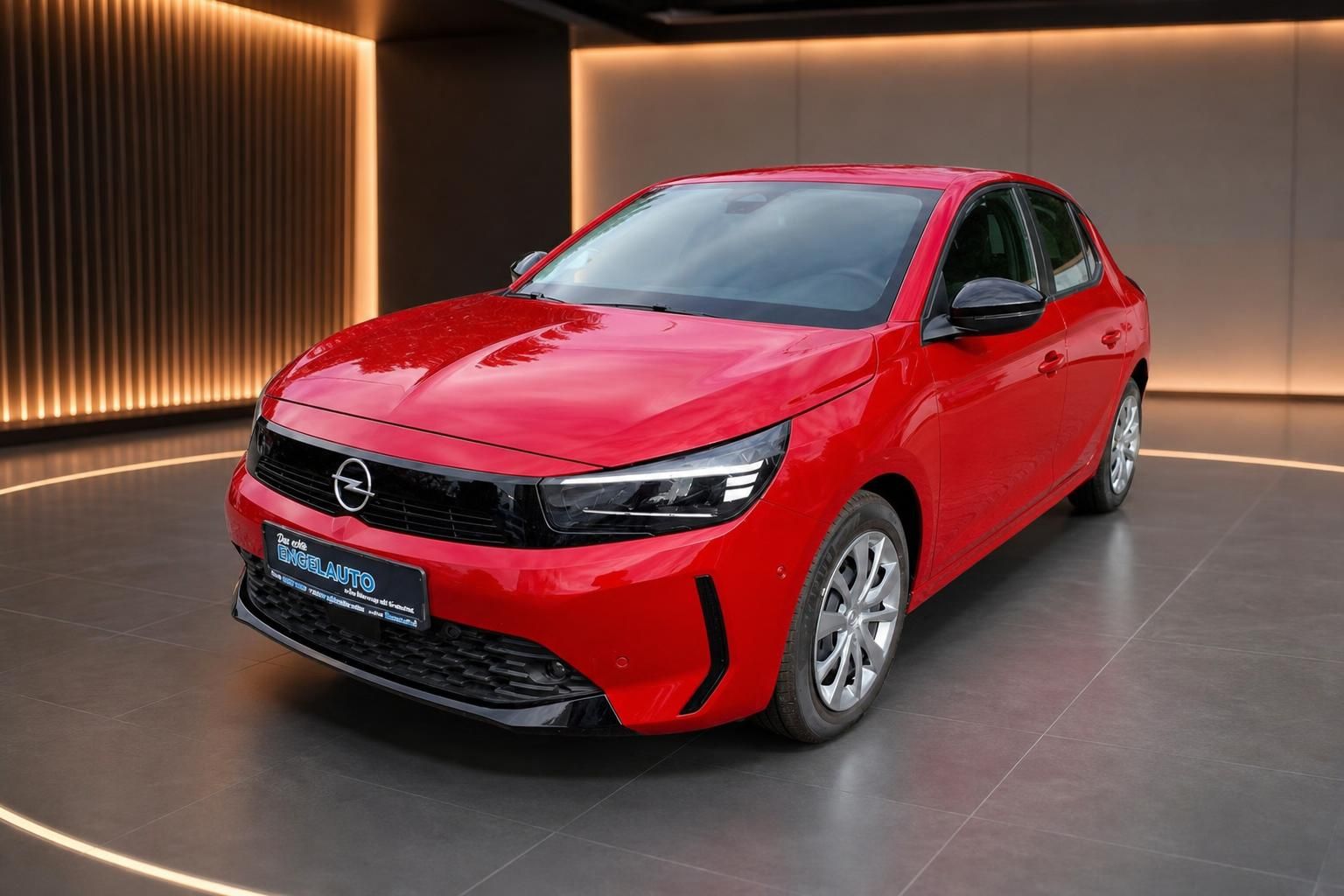 Opel Corsa rot Frontansicht schräg im Autohaus