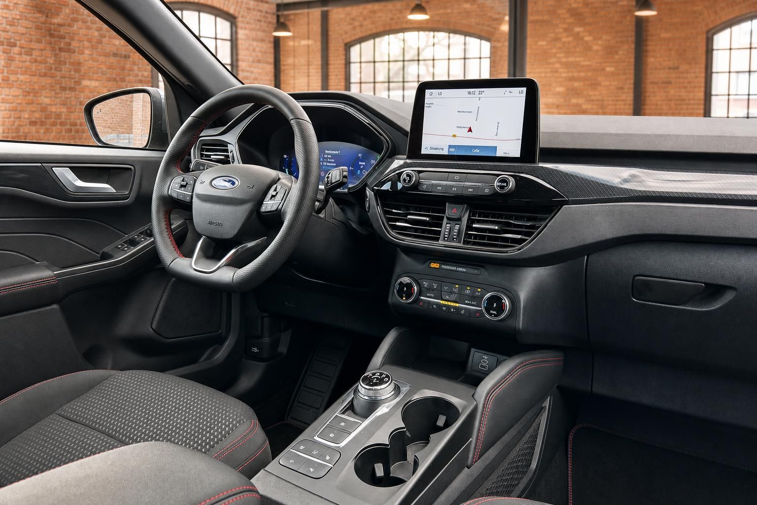 Ford Kuga Cockpit mit Lenkrad und Touchscreen-Navigation