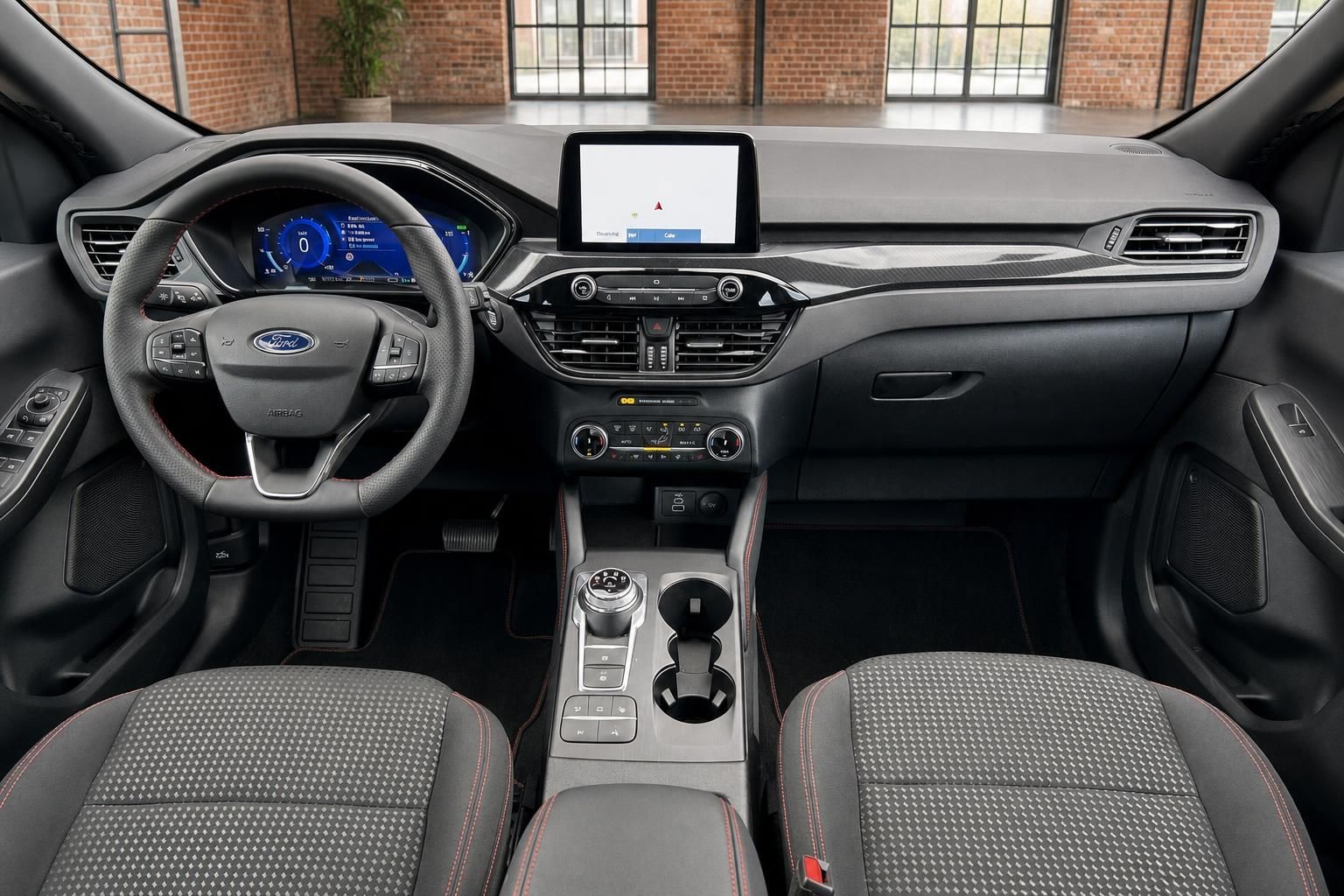 Ford Cockpit mit Lenkrad, Digitaltacho und Touchscreen Navigation