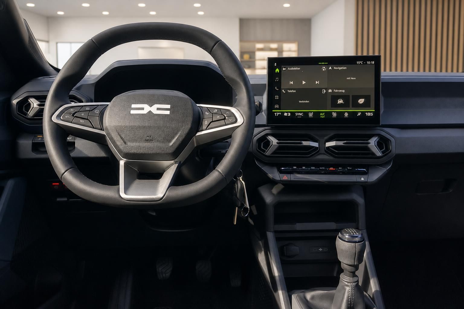 Dacia Bigster Cockpit mit Lenkrad und Infotainment-Display Innenraum