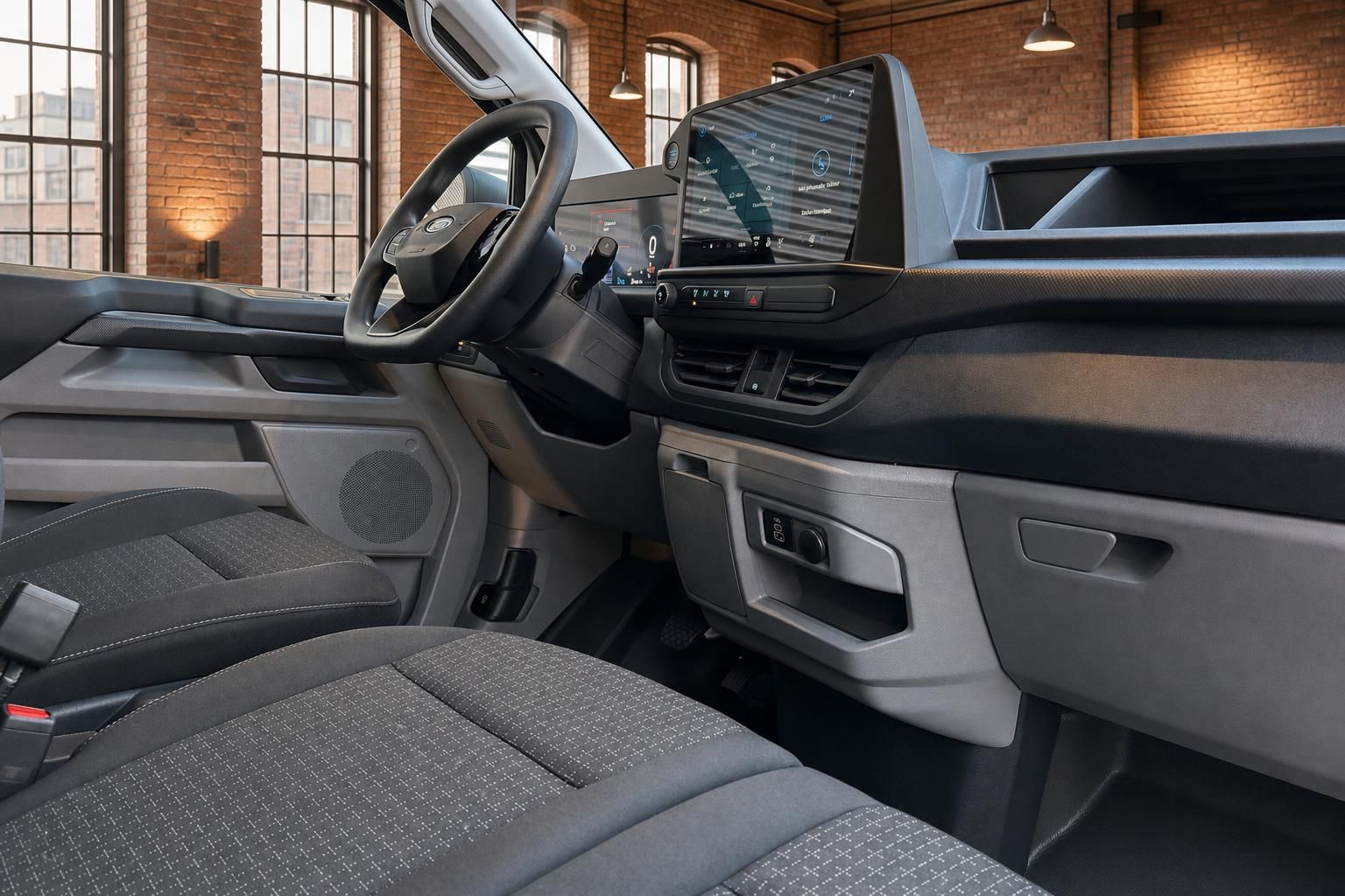 Ford Transit Armaturenbrett und Touchscreen im Detail