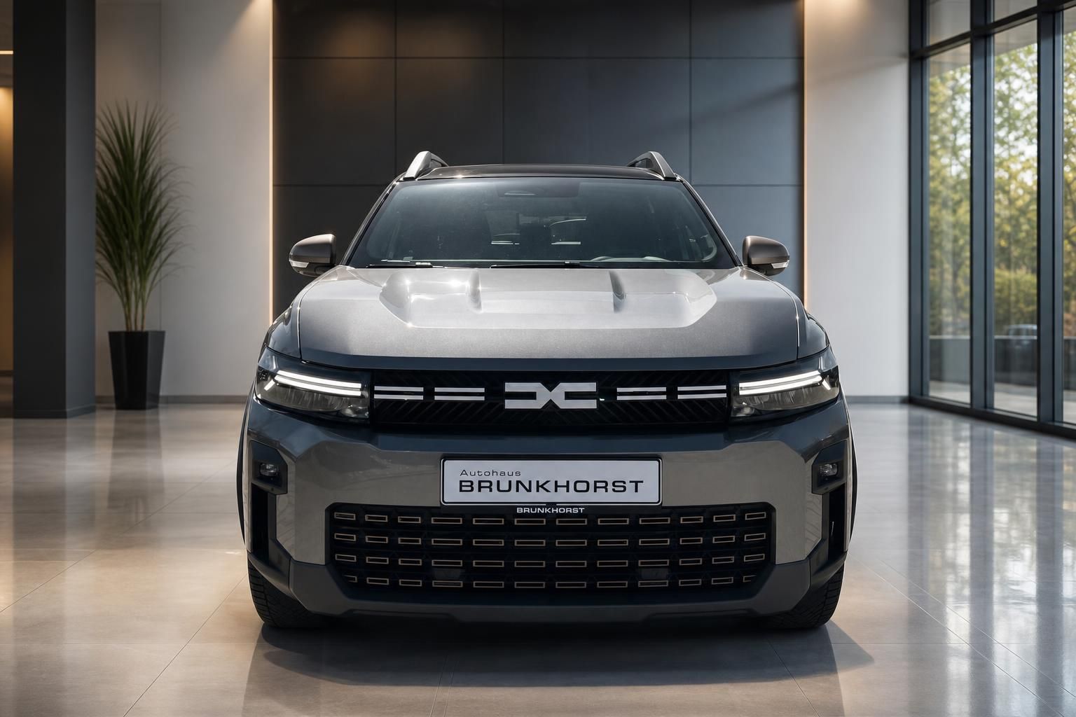 Dacia SUV Frontansicht mit charakteristischem Kühlergrill im Autohaus Brunkhorst