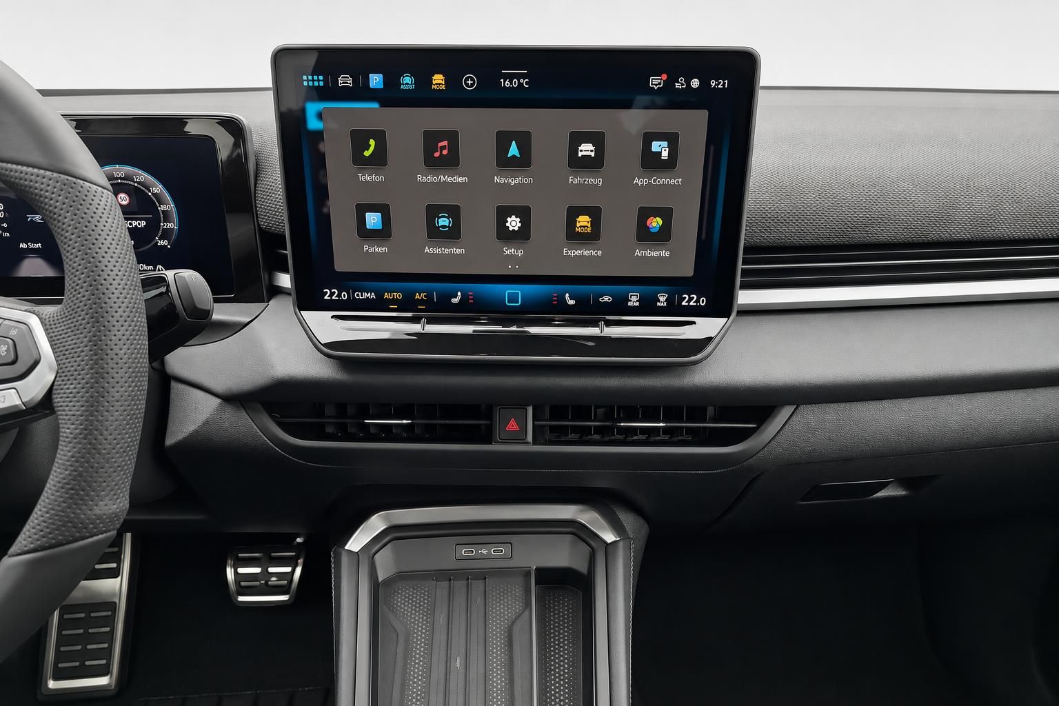 Infotainment-System VW ID.5 GTX mit Touchscreen und Menüoptionen