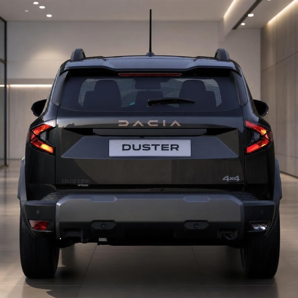 Dacia Duster SUV Heckansicht zentral mit LED-Rückleuchten und robustem SUV-Design