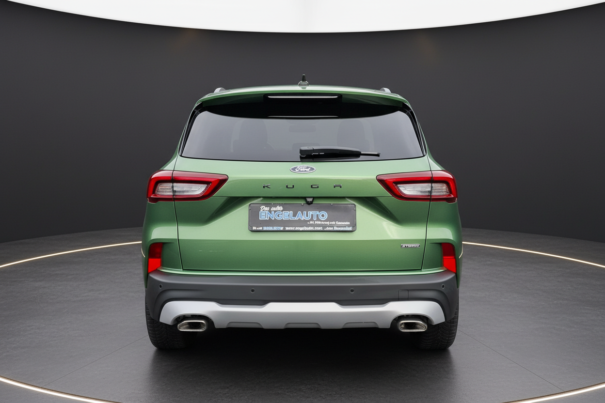 Ford Kuga Heckansicht in Grün mit Doppelendrohr-Auspuff bei Engelauto
