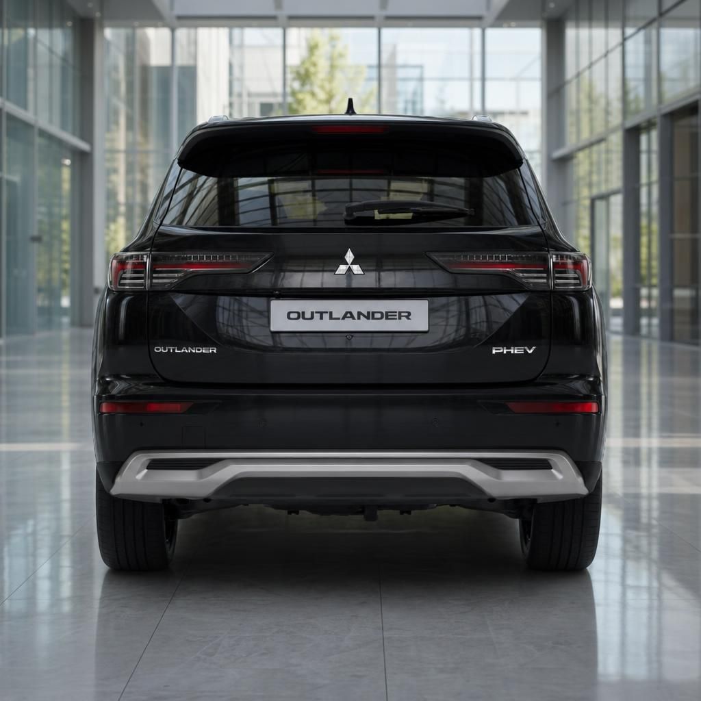 Mitsubishi Outlander PHEV schwarz Heckansicht Showroom