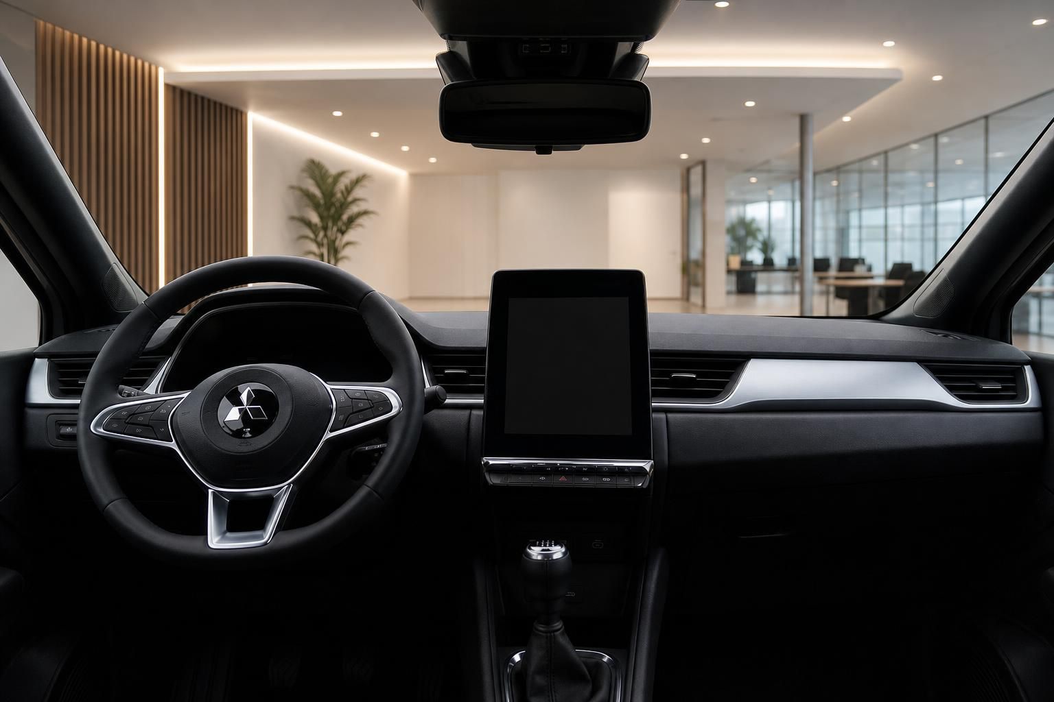 Mitsubishi ASX Innenraum Cockpit mit Lenkrad Armaturenbrett und Infotainment