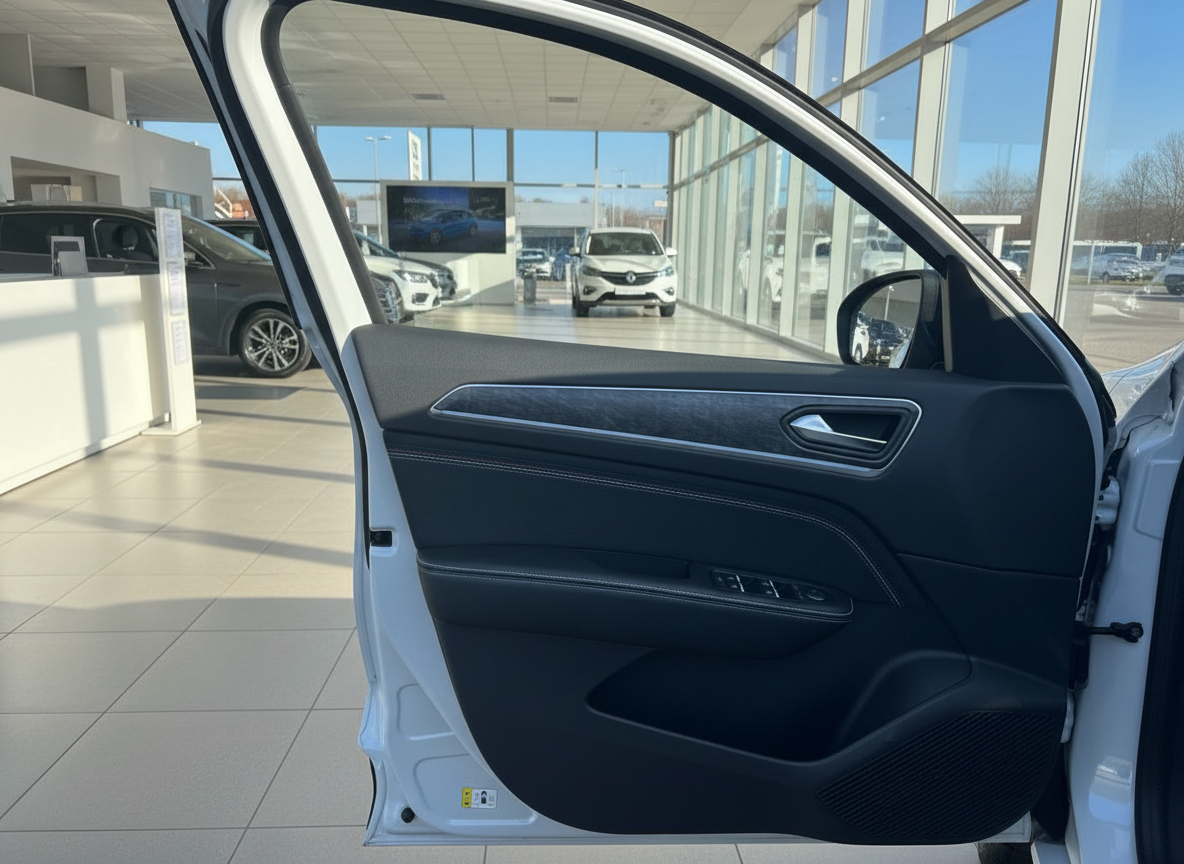 Renault Autotür Innenansicht weiß im Autohaus Showroom