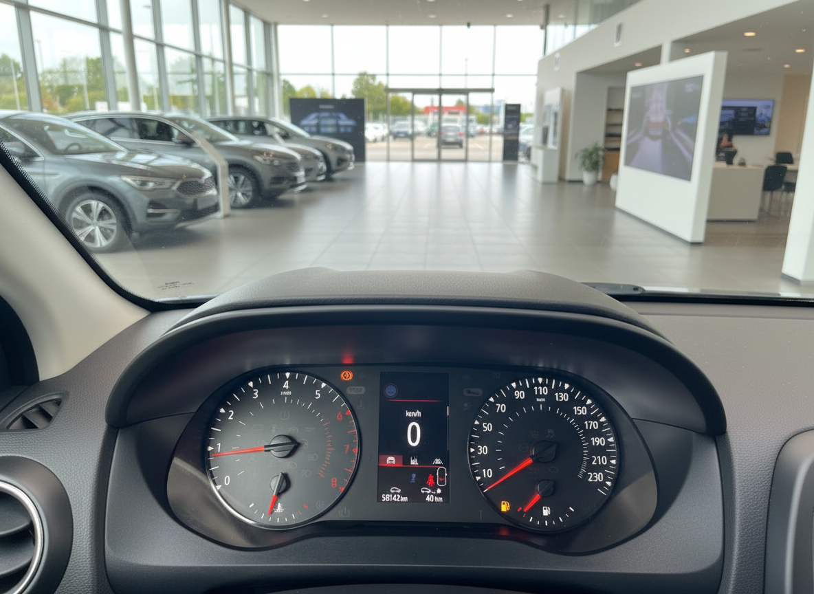 Renault Innenraum Cockpit mit Tacho und Drehzahlmesser im Autohaus