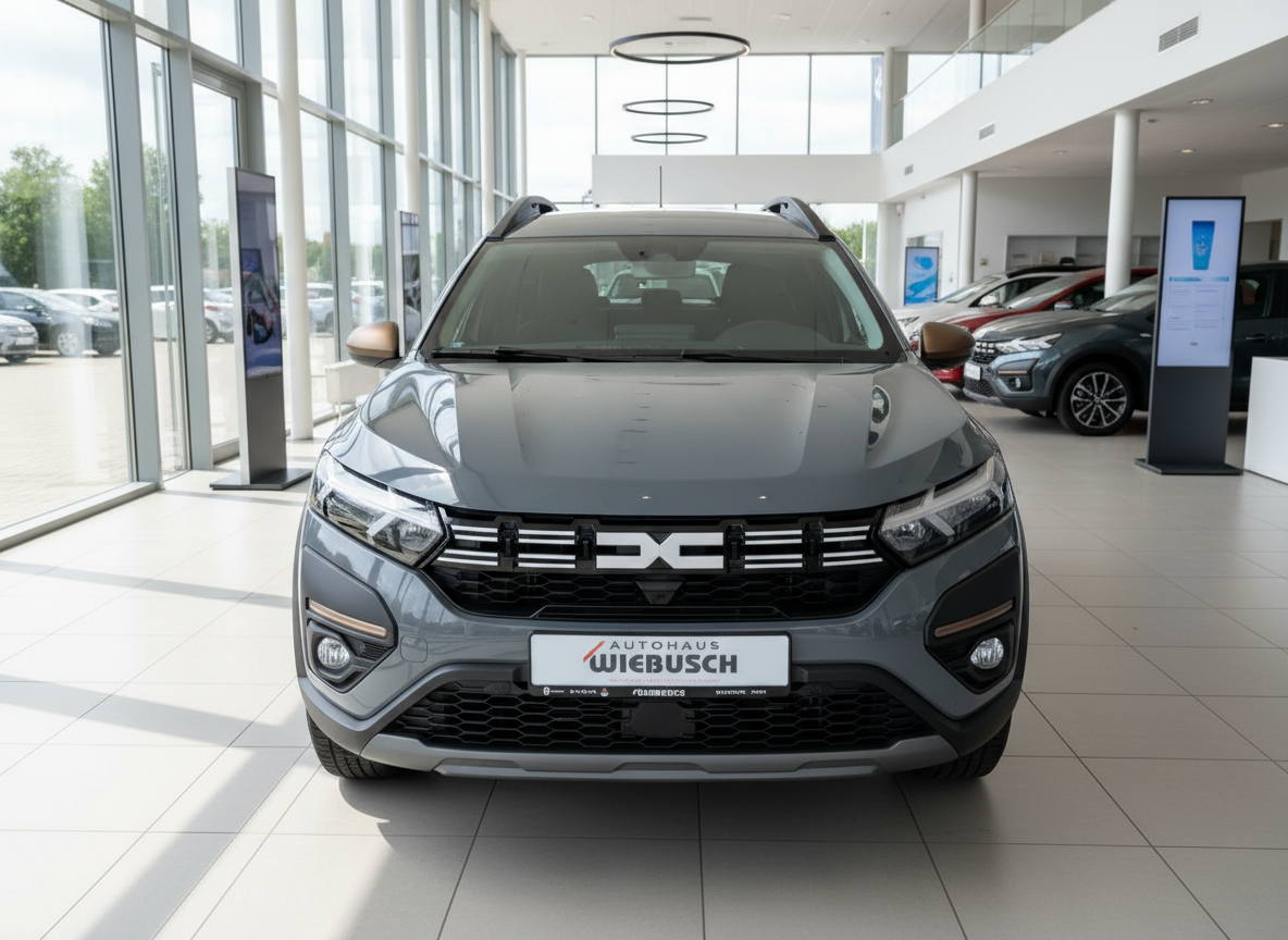 Dacia Sandero Stepway in Grau Frontansicht im Autohaus Wiebusch Showroom