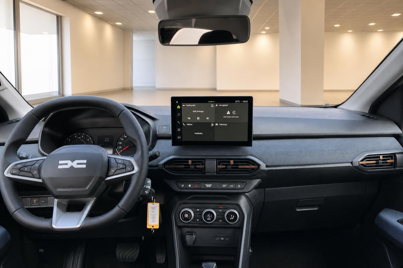 Dacia Sandero Cockpit, Lenkrad und Infotainment-Display im Detail