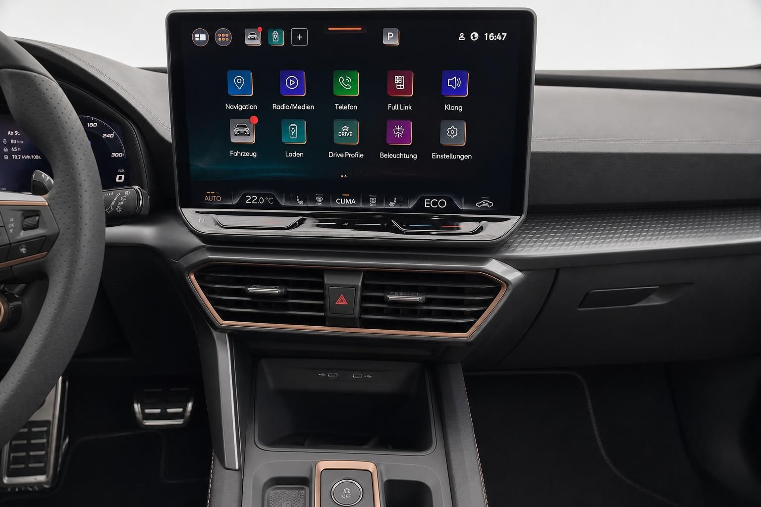 Infotainment-System und Mittelkonsole des Cupra Formentor im Detail