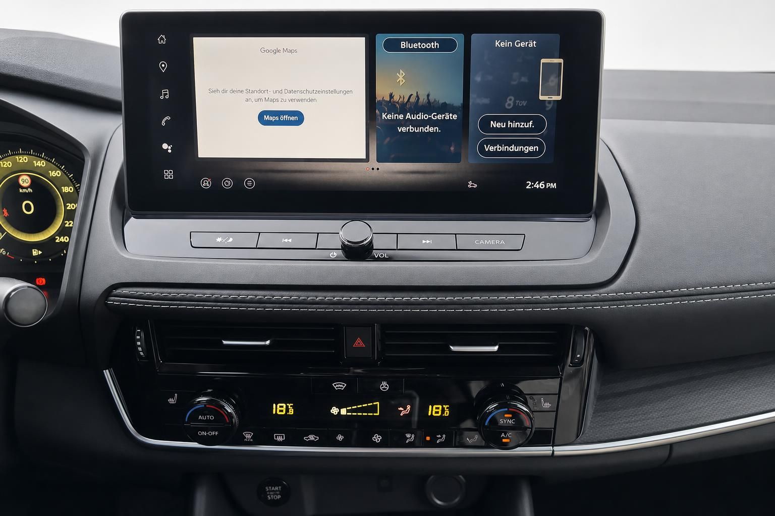 Nissan Infotainment-Display mit Klimabedienung im Innenraum