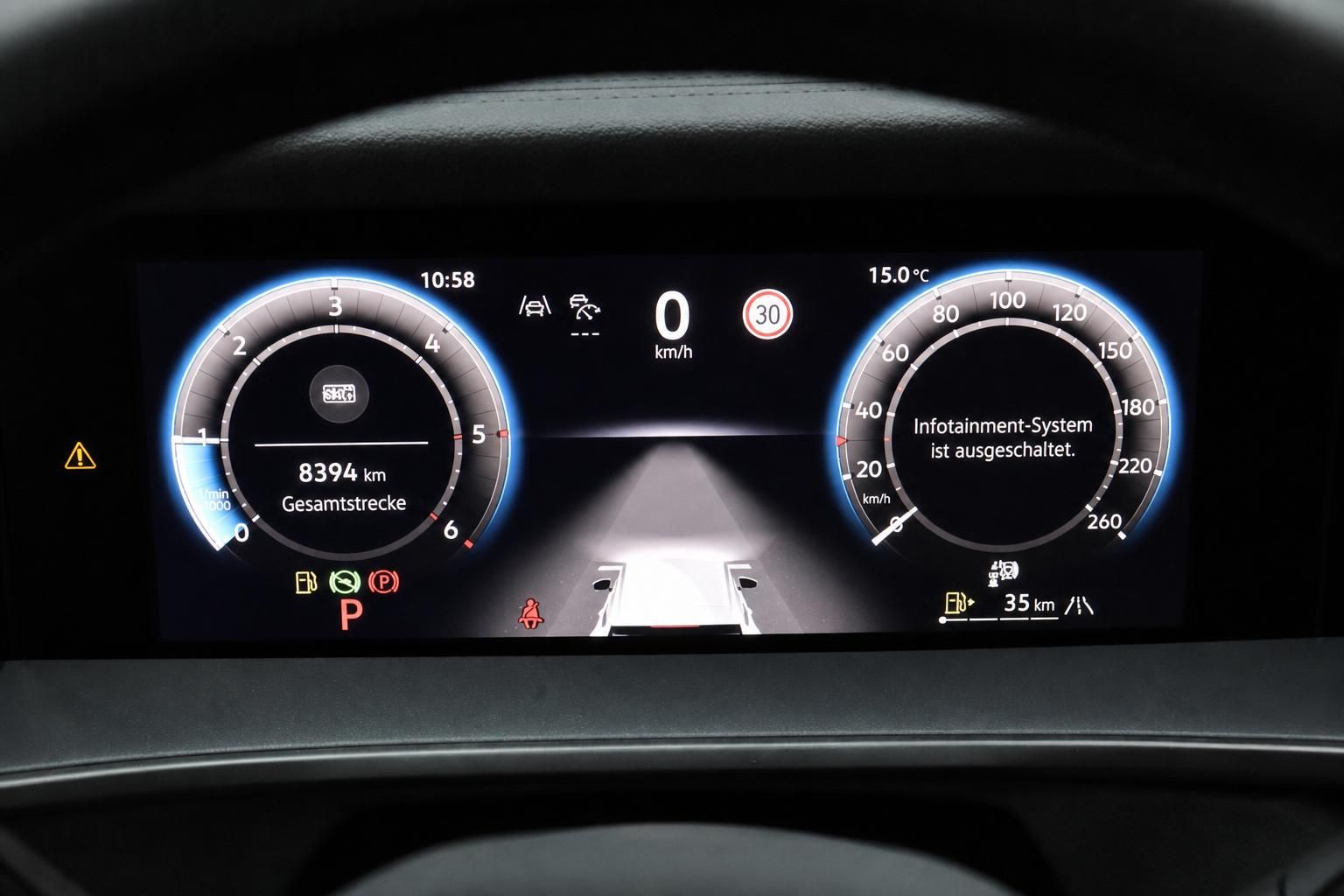VW digitales Kombiinstrument mit Tachoanzeige