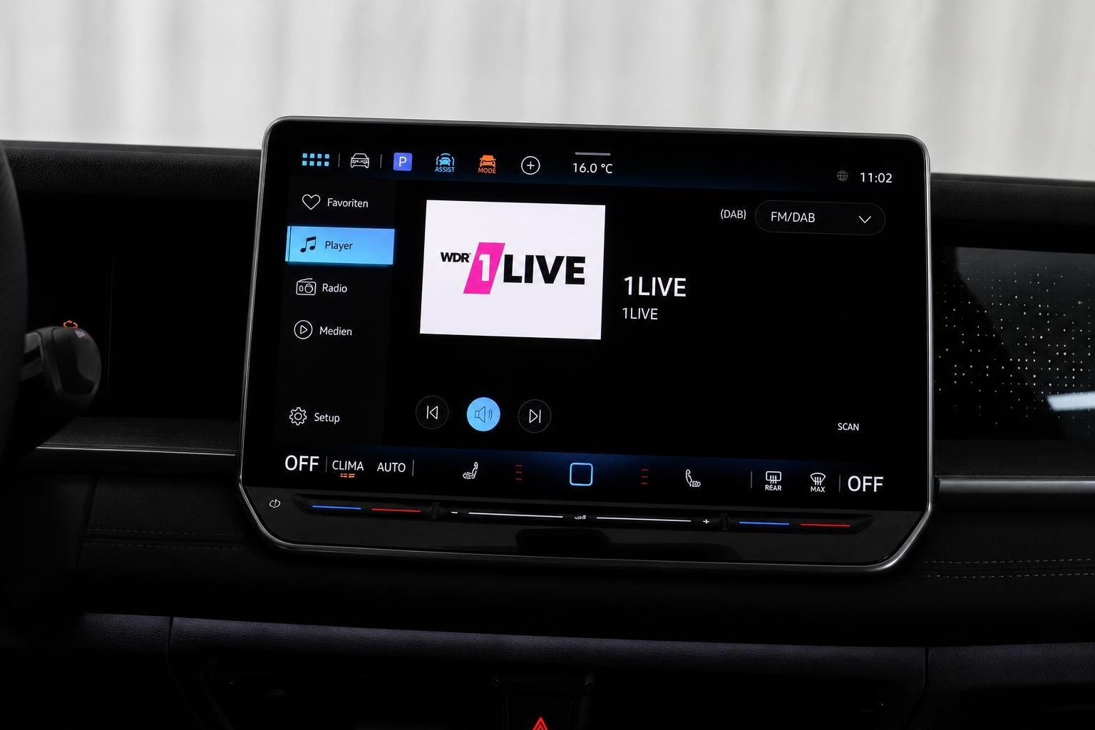 VW Infotainment Touchscreen mit Radio Ansicht