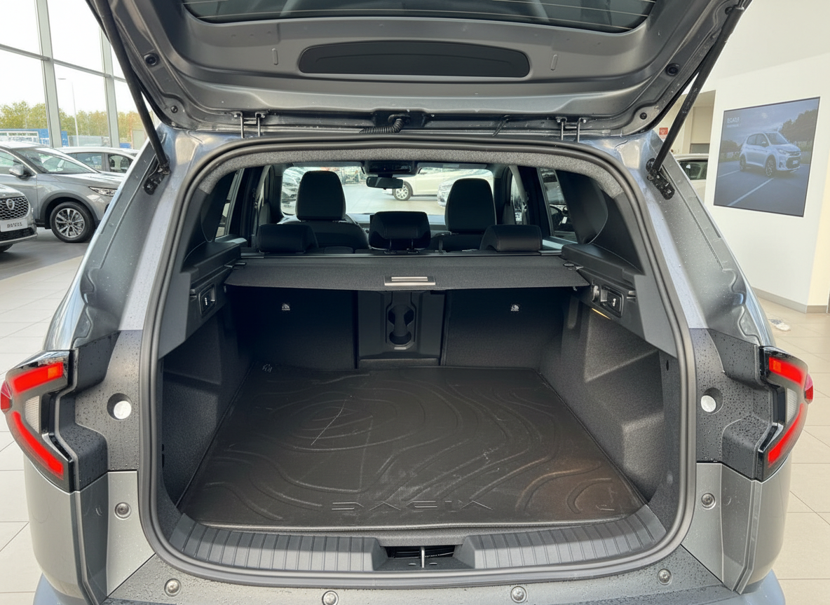 Dacia Duster Kofferraum geöffnet mit Laderaumwanne im Autohaus