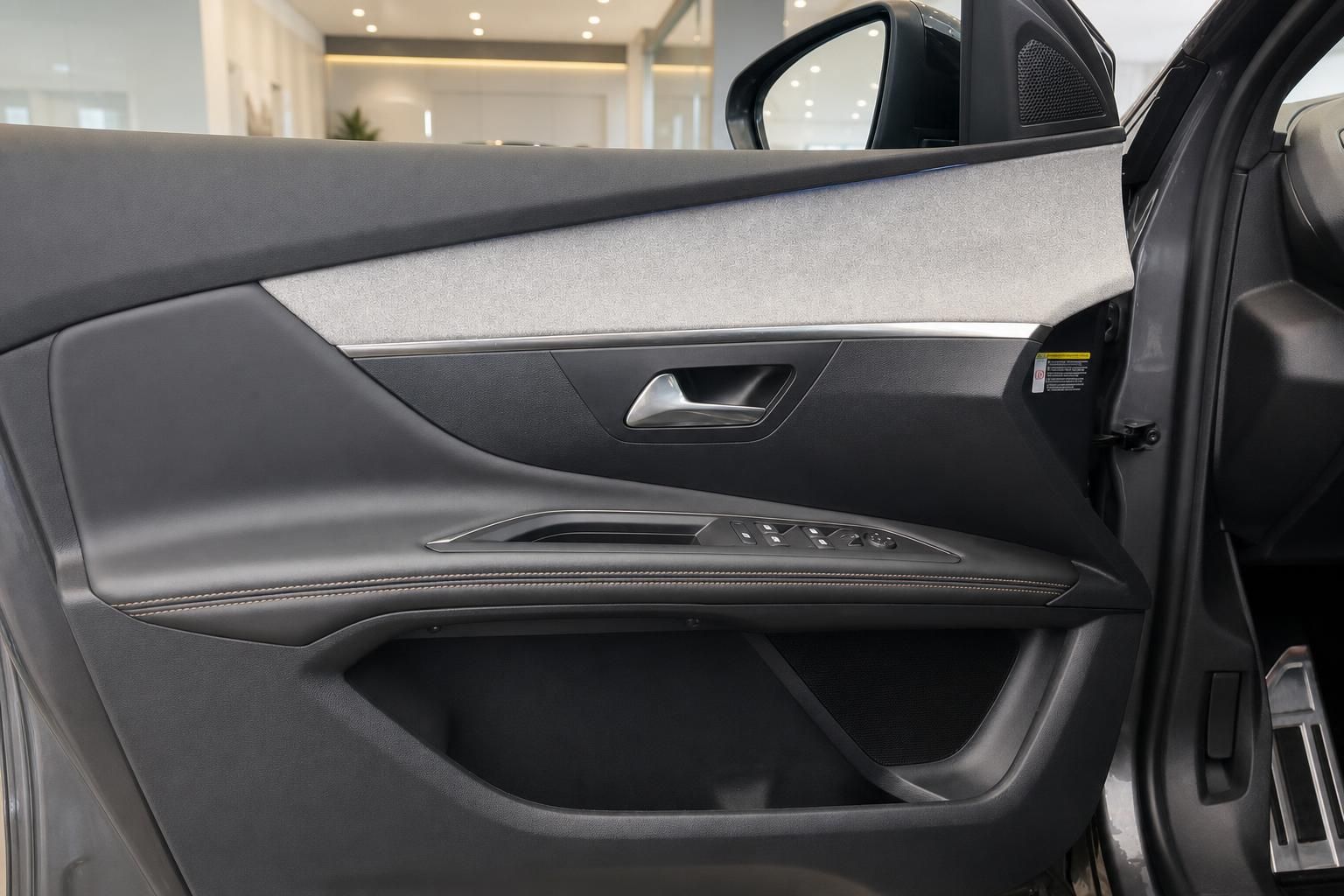 Türverkleidung mit Fensterheber und Griff im Peugeot Innenraum