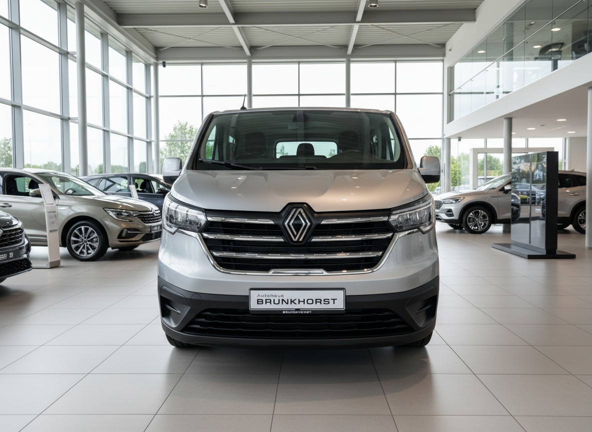 Renault Trafic Silber Frontansicht im Autohaus Brunkhorst Showroom