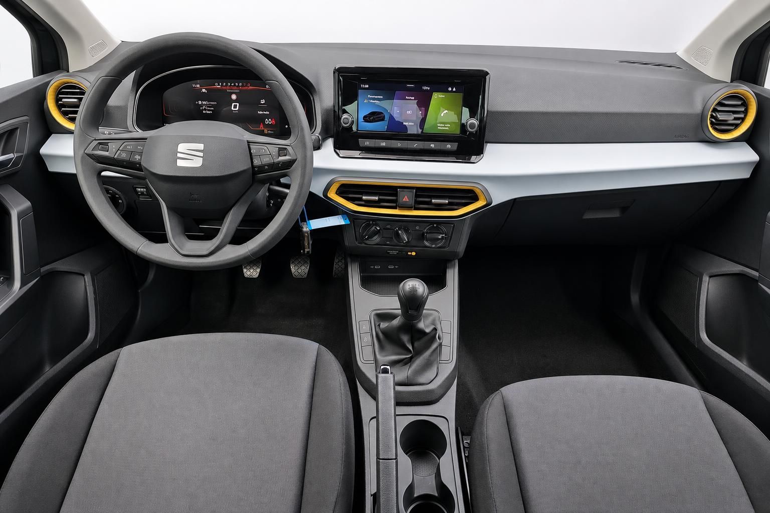SEAT Cockpit mit Lenkrad, Digitaltacho und Touchscreen-Infotainment