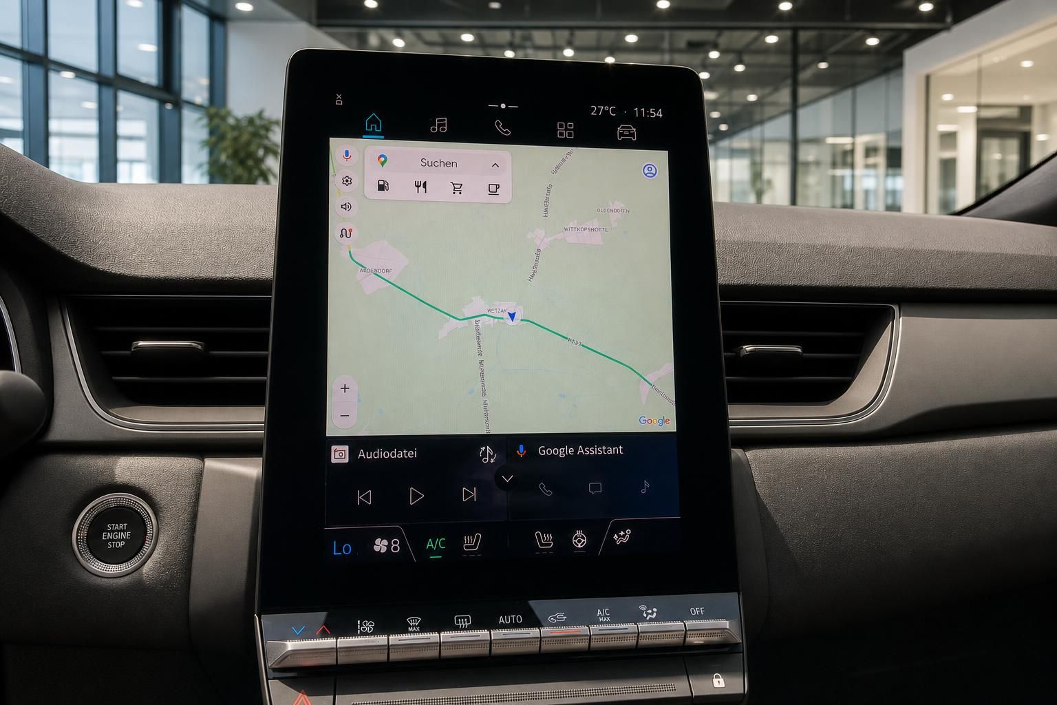 Touchscreen Infotainment mit Navigationskarte im Renault Cockpit
