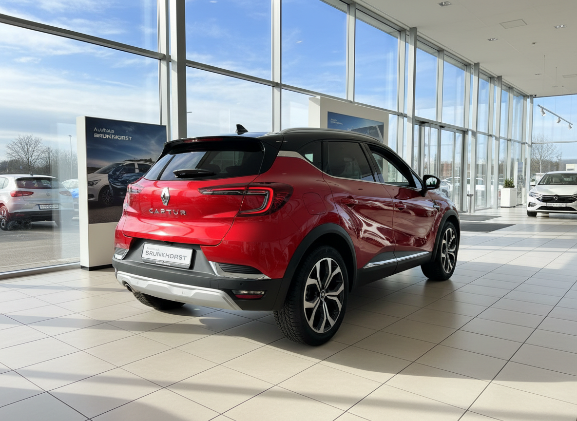 Roter Renault Captur SUV Heckansicht im Autohaus Brunkhorst Showroom