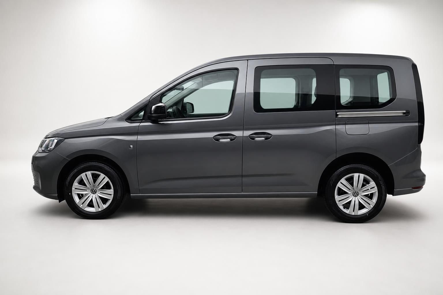 VW Caddy grau Seitenansicht Profil Studioaufnahme