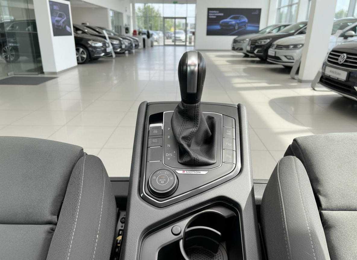Volkswagen Automatikgetriebe DSG Schalthebel Innenraum im VW Autohaus