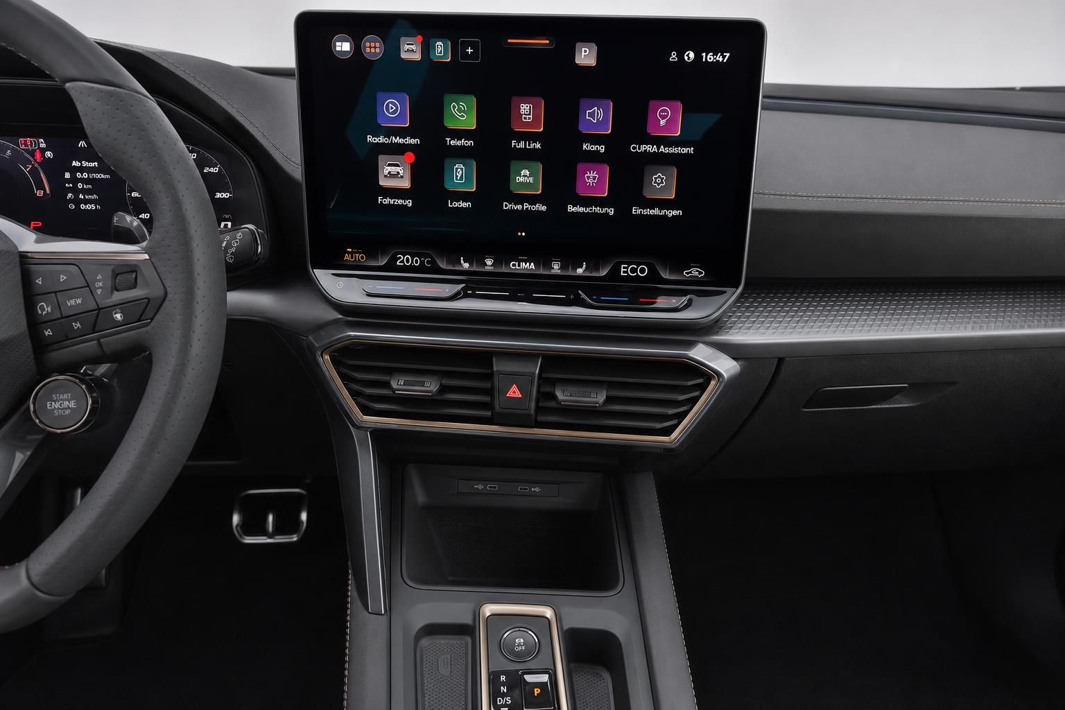 Cupra Infotainment-Display und Mittelkonsole im Detail