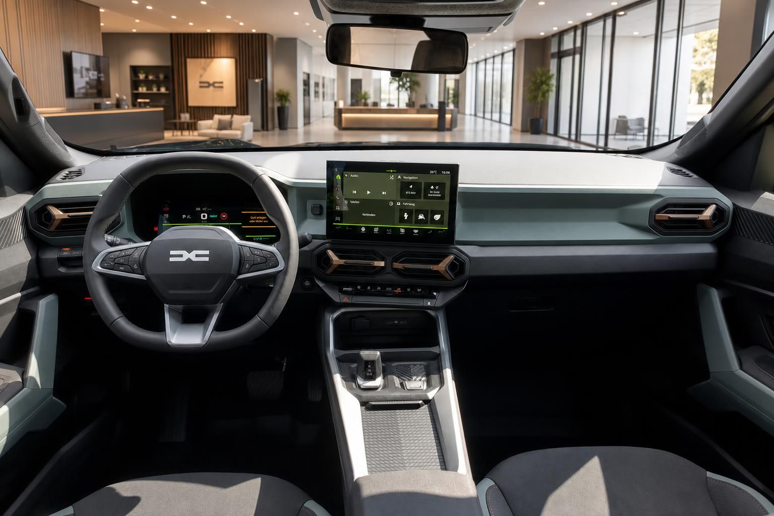 Dacia Bigster Innenraum - Armaturenbrett mit Infotainment-System und Lenkrad