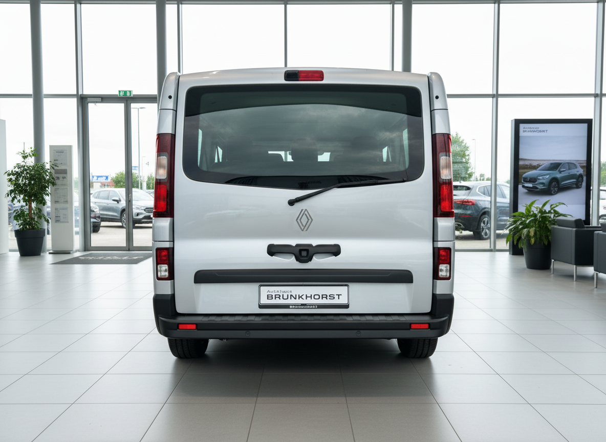 Renault Trafic Kastenwagen weiß Heckansicht im Autohaus Brunkhorst Showroom