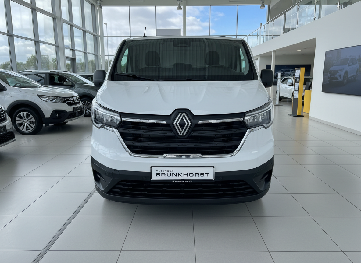 Renault Trafic Kastenwagen in Weiß – Frontansicht im Autohaus Brunkhorst Showroom