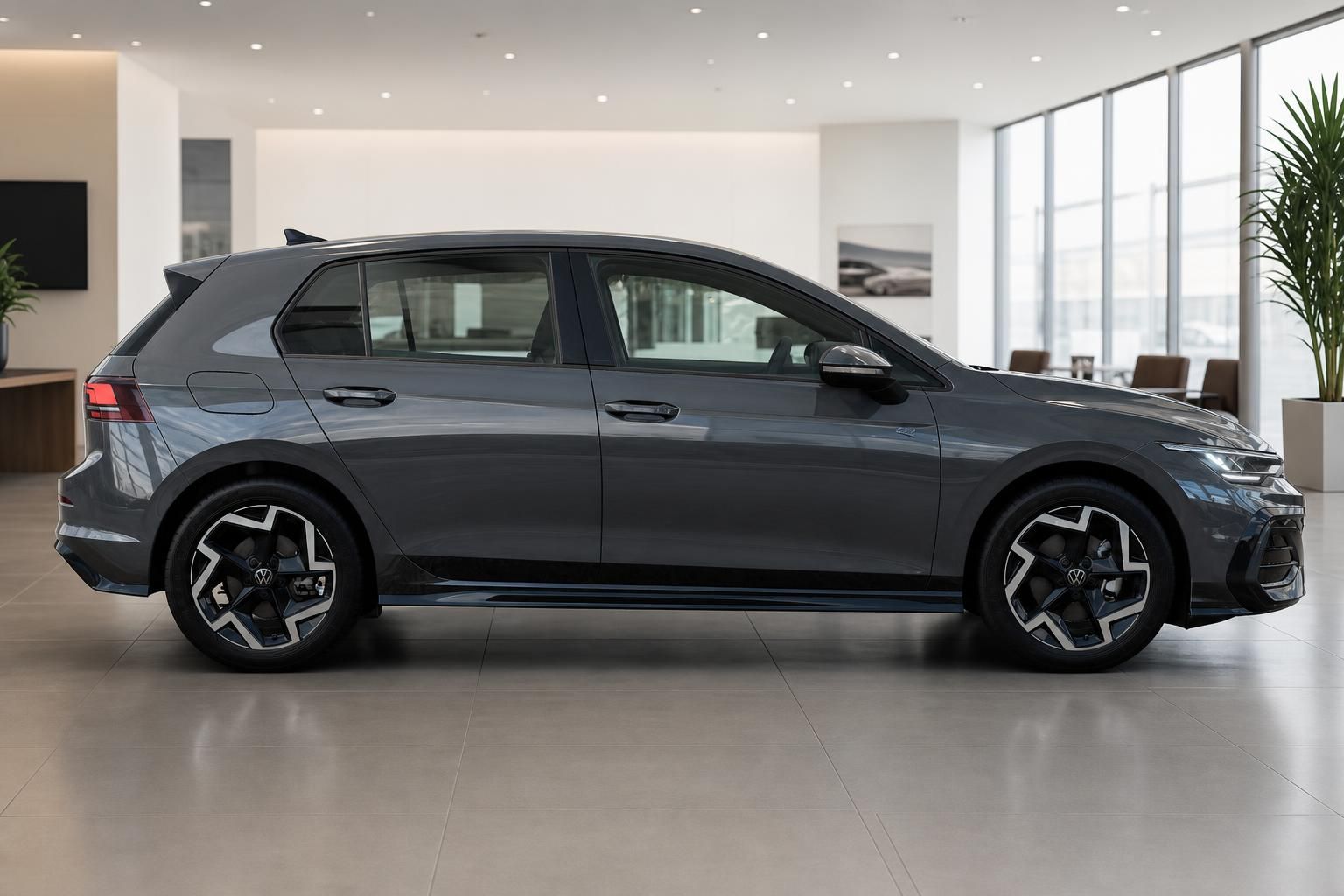 VW Golf grau Seitenansicht mit Leichtmetallfelgen