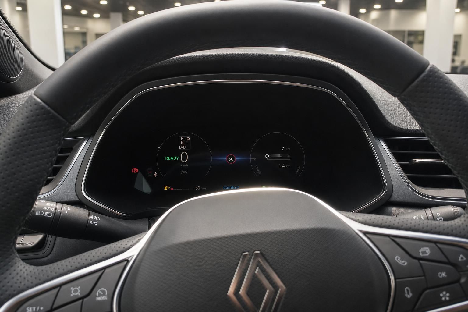 Renault Lenkrad mit digitalem Tacho und Fahrerassistenzsystemen im Detail