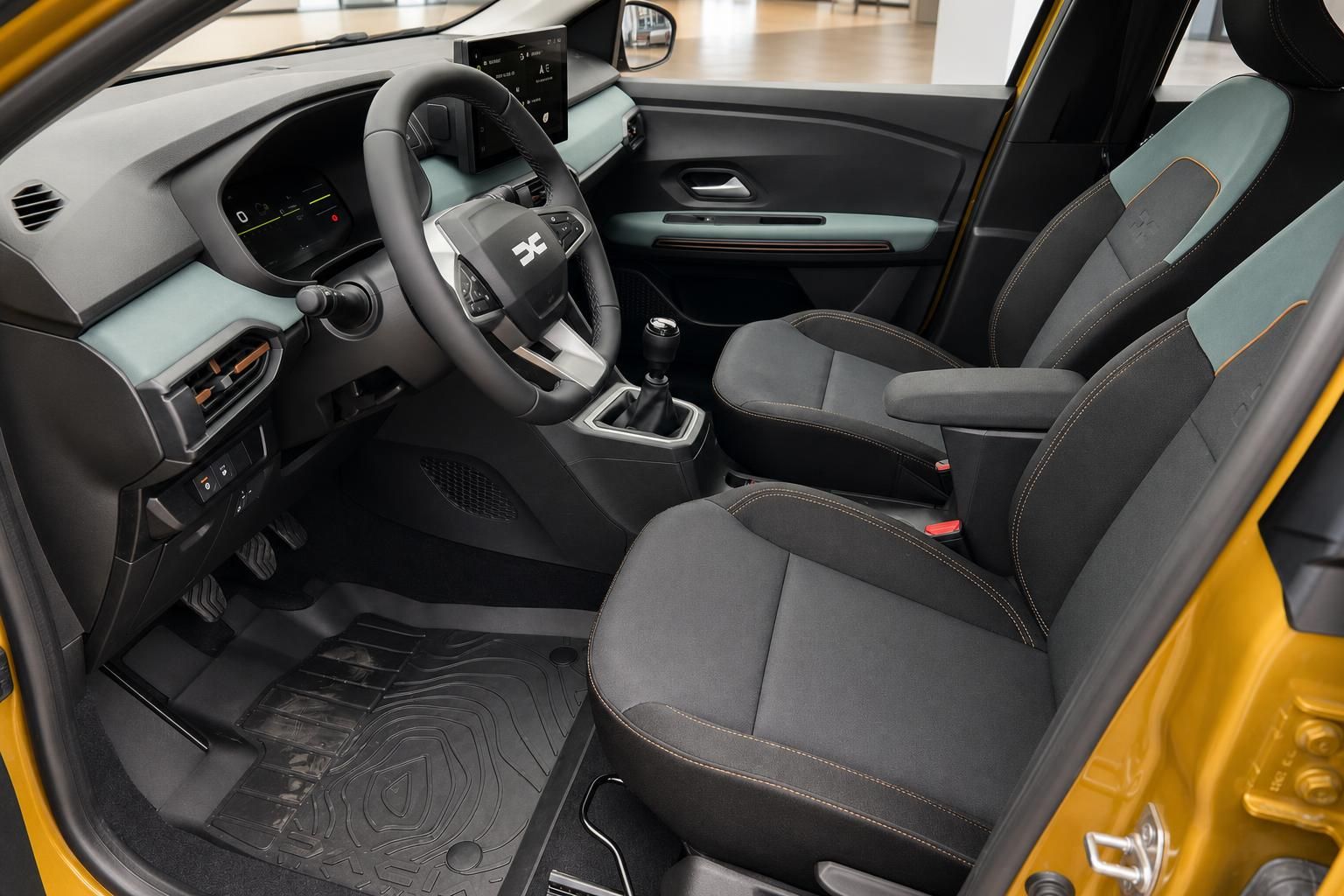Dacia Sandero Innenraum, Vordersitze und Cockpit Detailansicht