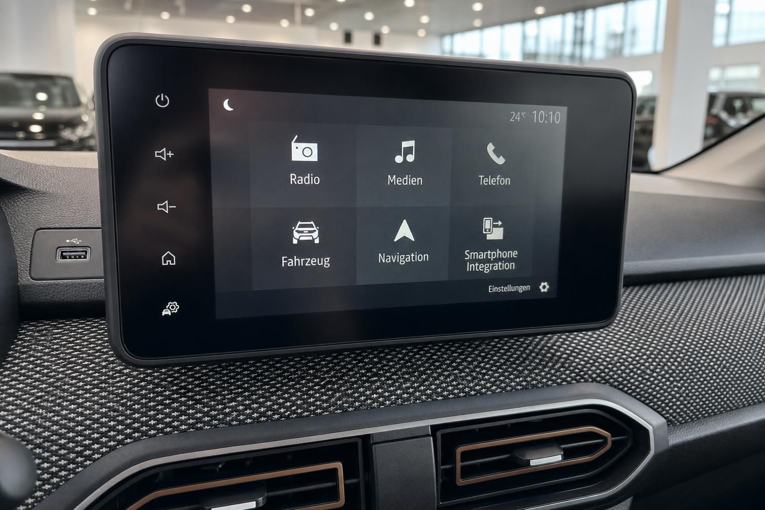 Touchscreen Infotainmentsystem im Dacia Cockpit