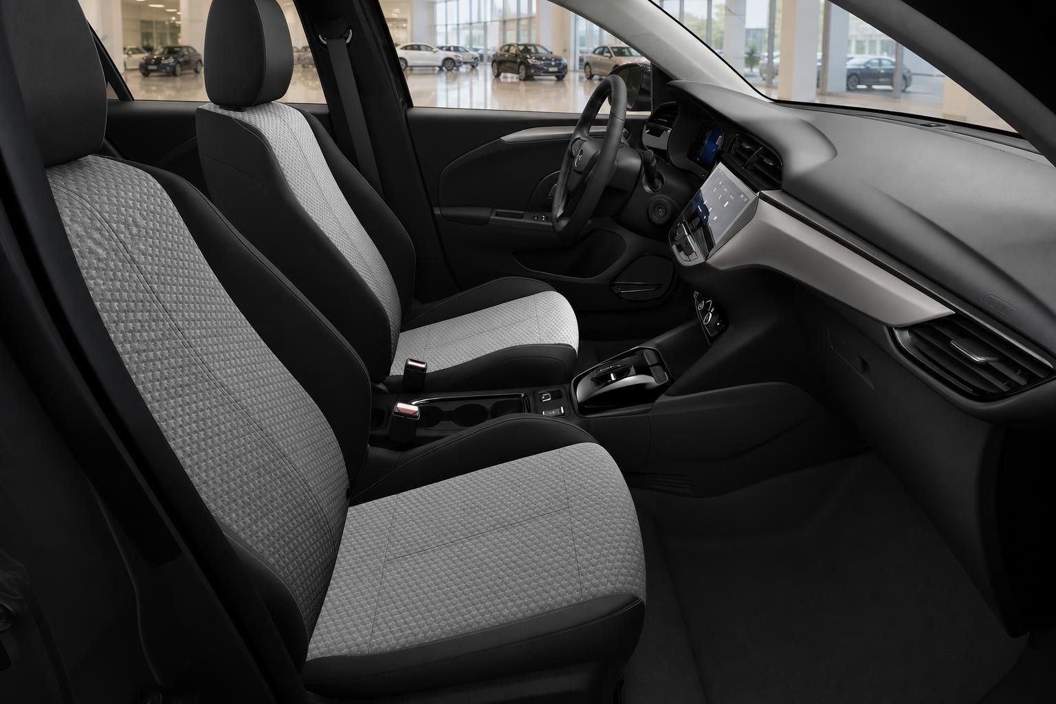 Opel Corsa Electric Innenraum mit grau-schwarzen Sportsitzen