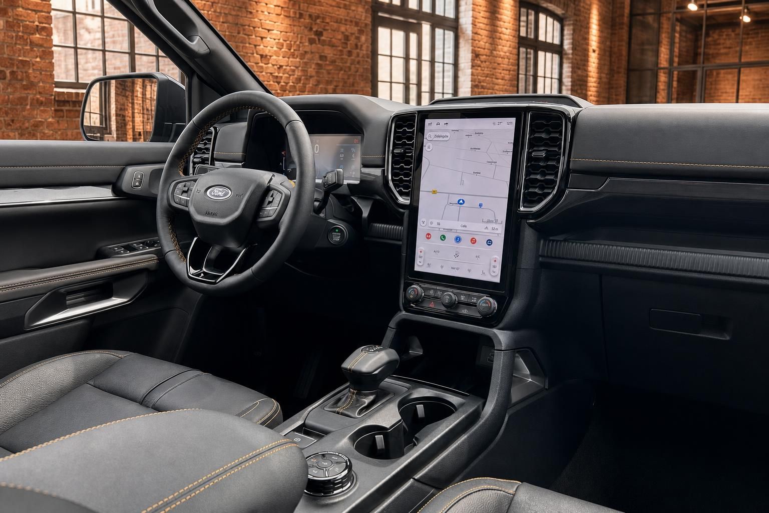 Ford Ranger Cockpit mit Touchscreen Navigation und Lederausstattung
