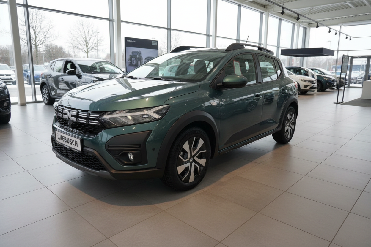 Dacia Sandero Stepway in Grün metallic im Autohaus Wiebusch Showroom