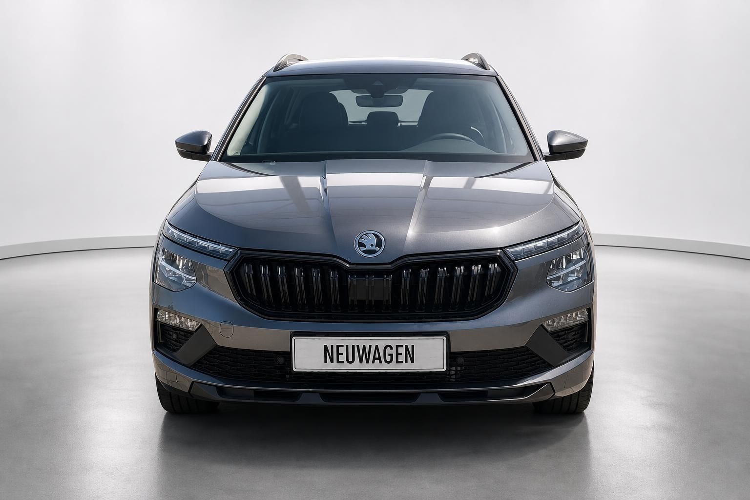Skoda Kamiq Neuwagen Frontansicht mit Kühlergrill und LED-Scheinwerfern