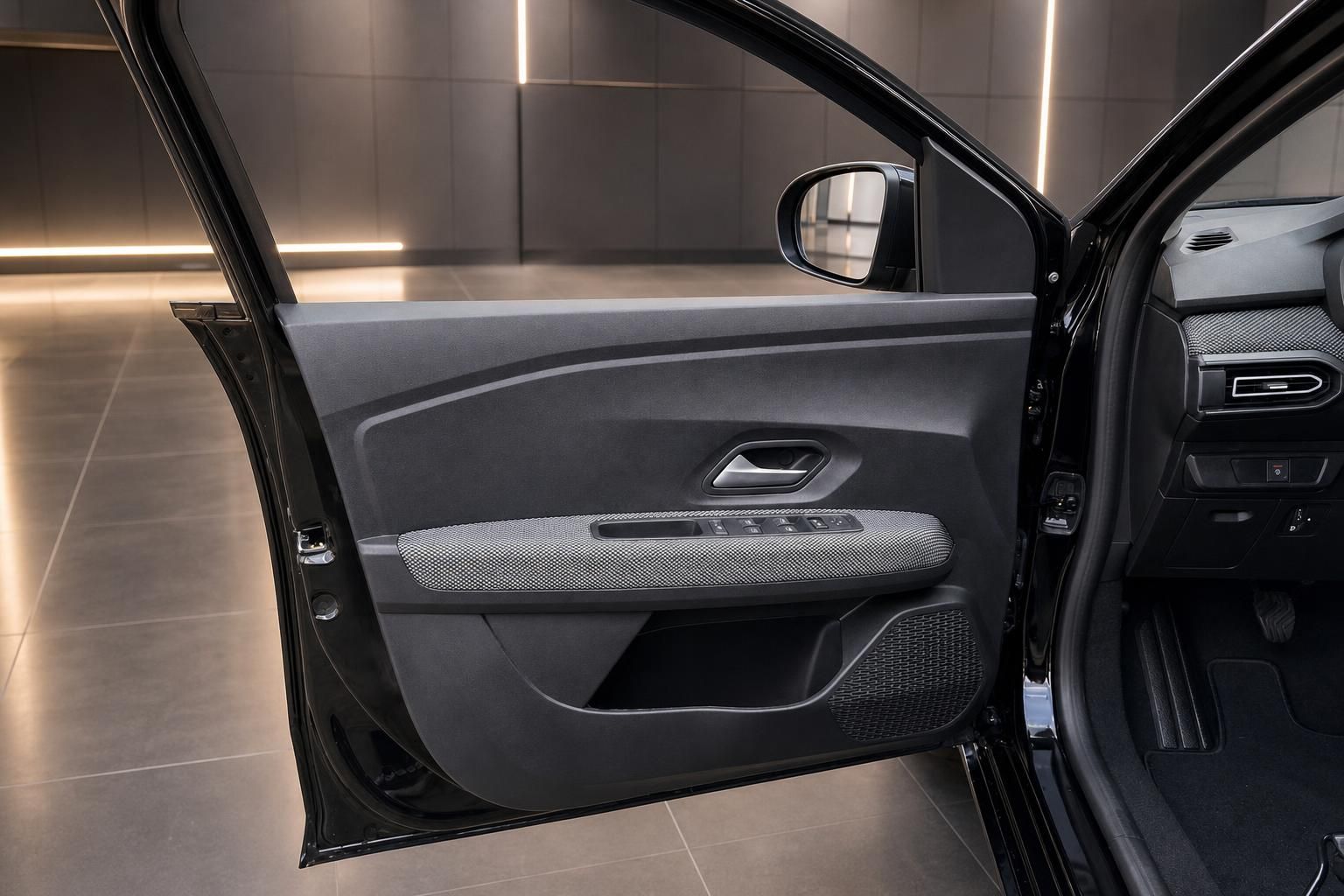 Dacia Fahrzeugtür von innen mit Fensterhebern und Türverkleidung - Innenraumdetail