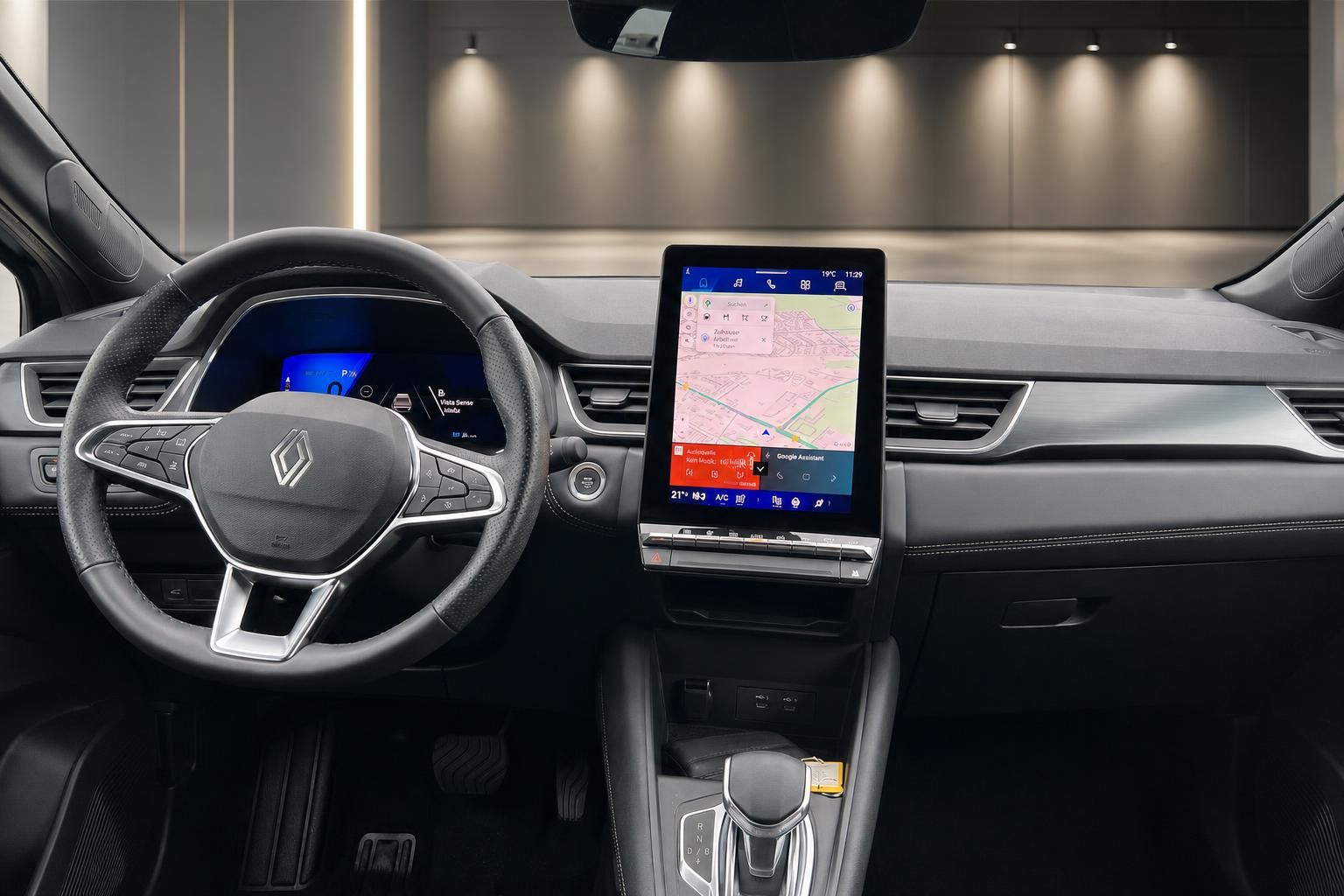 Renault Symbioz Cockpit mit Lenkrad und Touchscreen-Navigation
