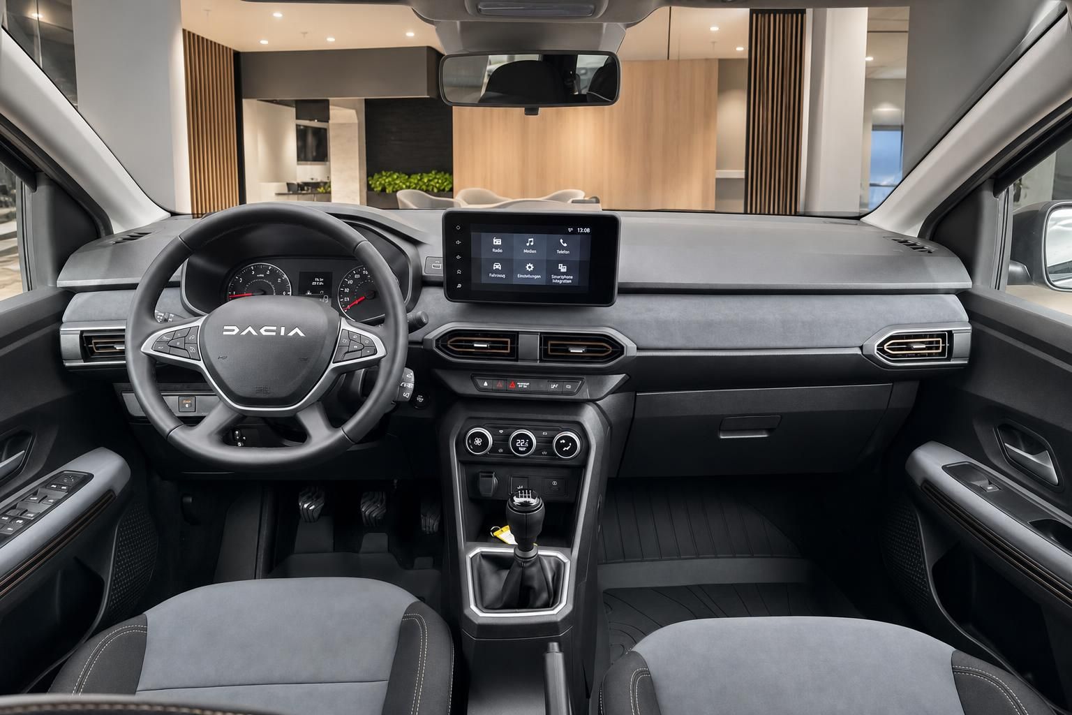 Dacia Cockpit mit Touchscreen-Display, Kombiinstrument und Klimabedienfeld Innenausstattung