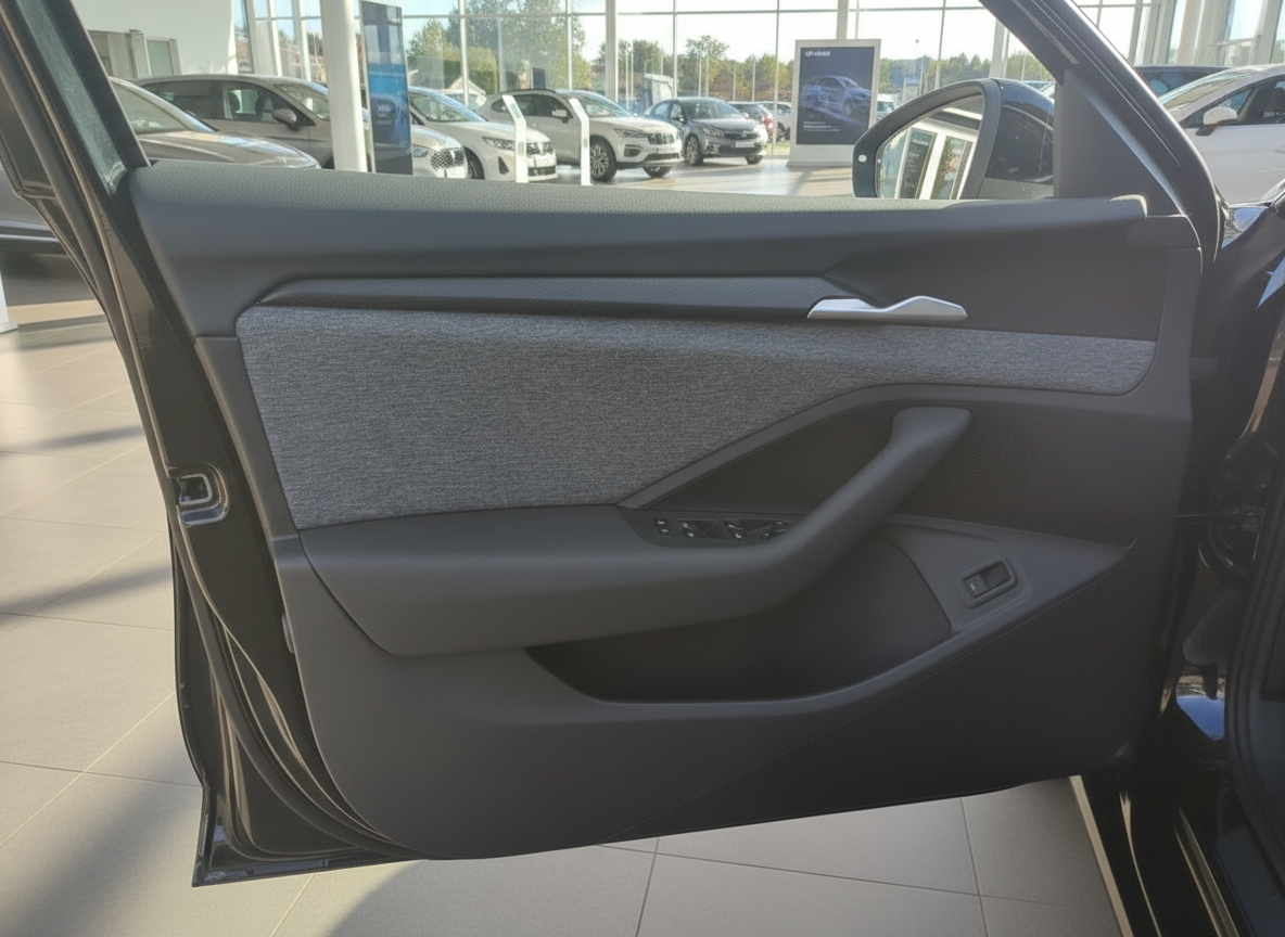 Fahrzeugtür Innenverkleidung mit Stoffeinsatz und elektrischen Fensterhebern im Autohaus