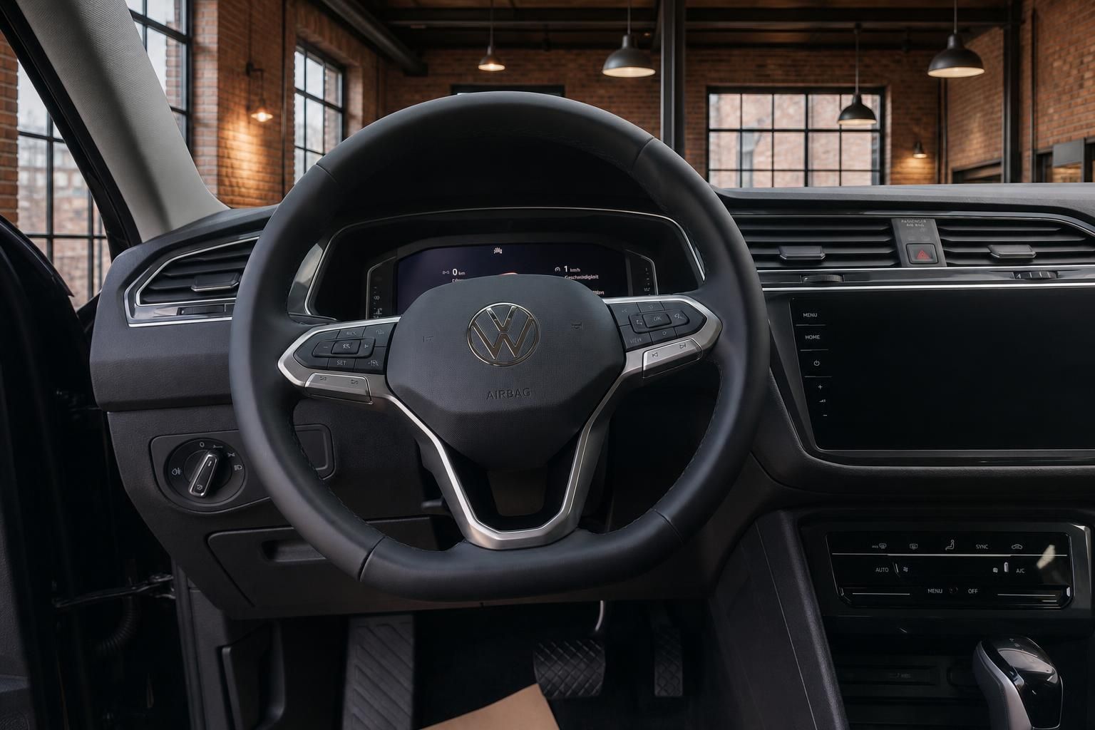 VW Tiguan Lenkrad Nahaufnahme mit Bedienelementen und Cockpit